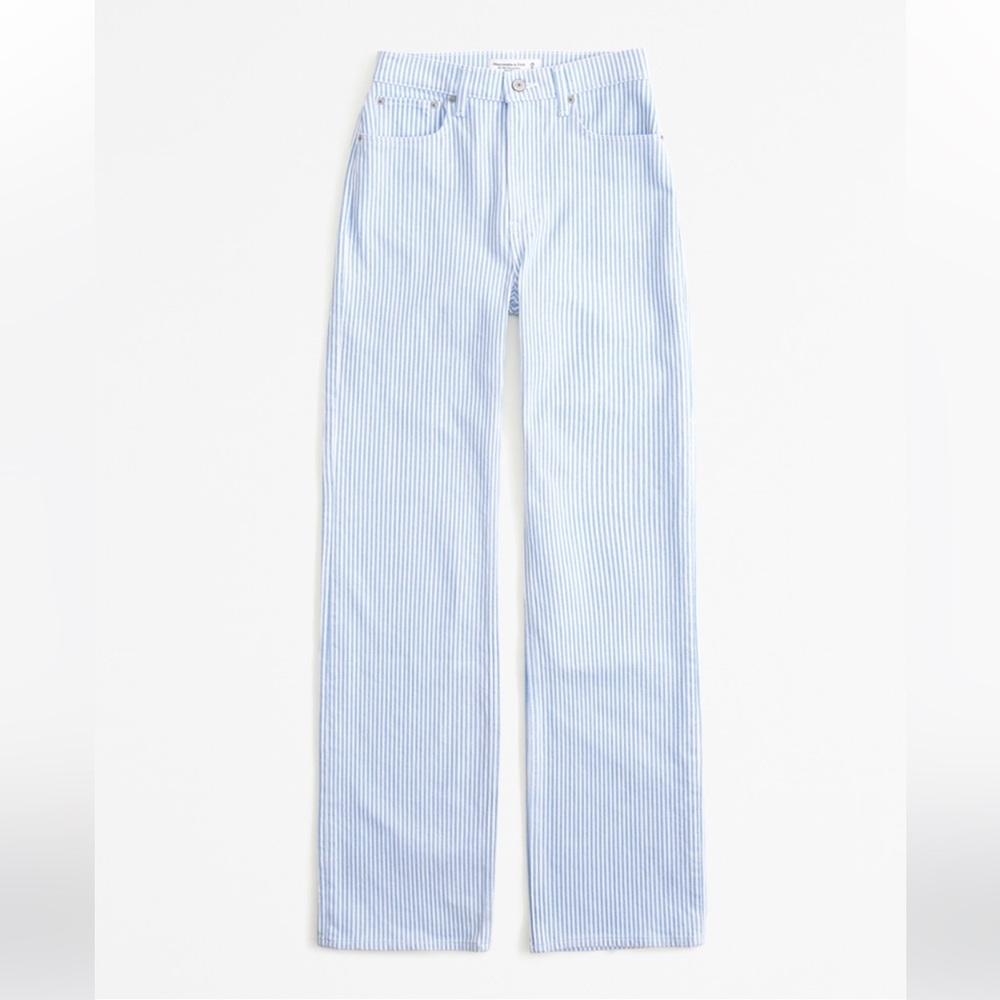High Rise 90s Relaxed Jean - Blue and White Stripes